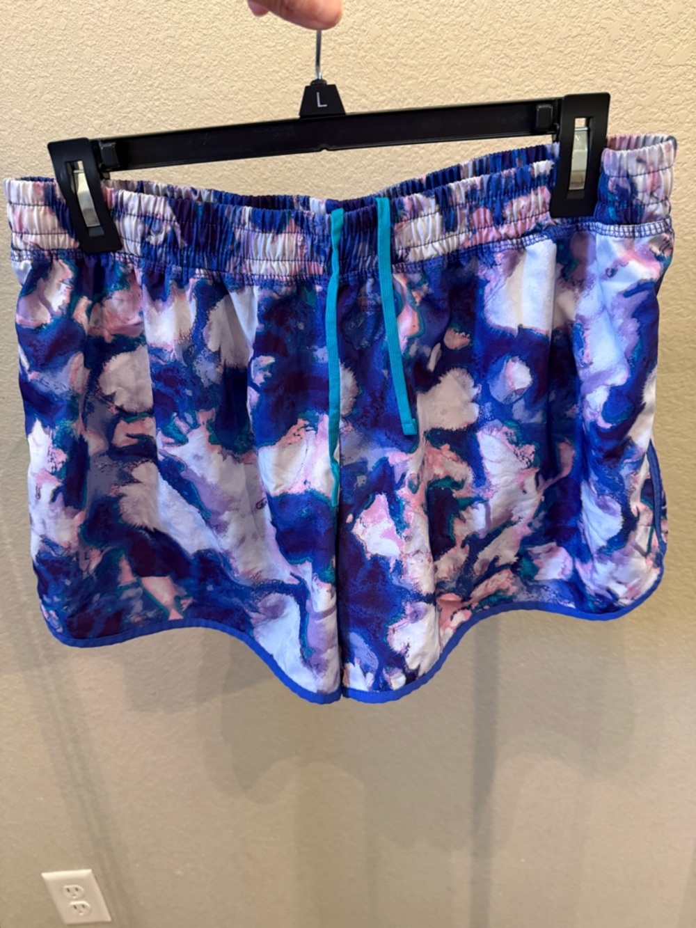 Champion Abstract Athletic running Shorts with Turquoise Drawstring